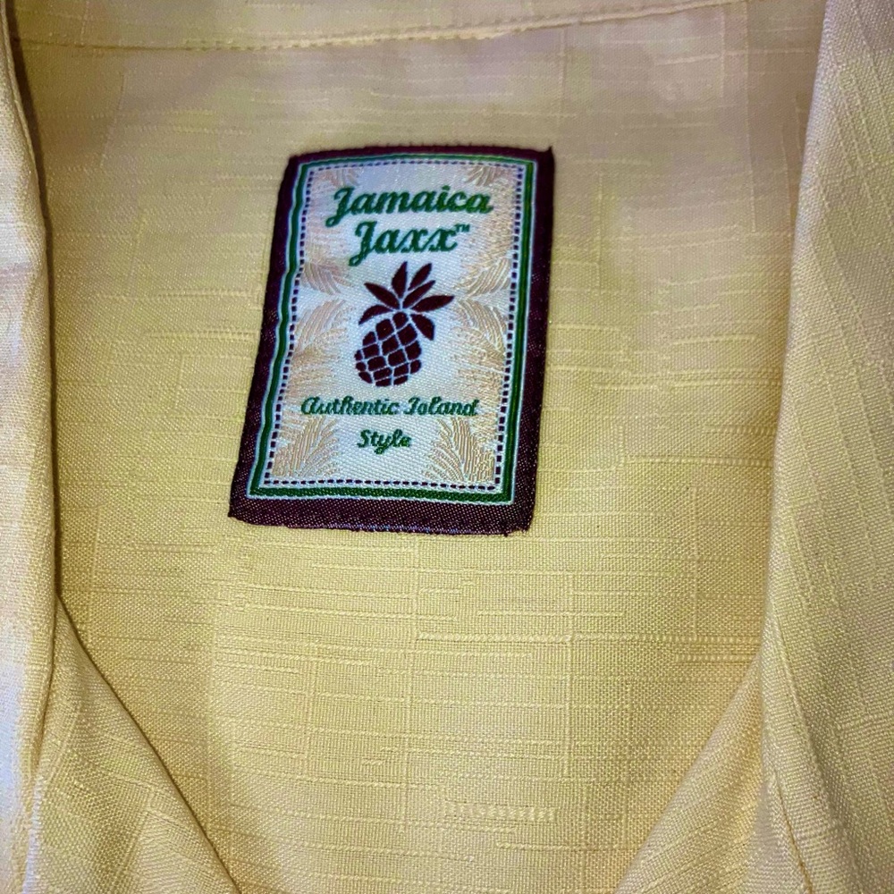 Vintage Hawaiian Shirt Tropical Men's Sz XL 100% Silk By JAMAICA JAXX Yellow NEW - Picture 2 of 8